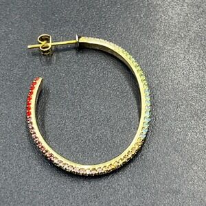 Demarson Mini Calypso Rainbow Pave Crystal Hoop Earring *Single